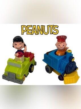 1989 PEANUTS CARS CHARLIE BROWN TRAIN LUCY CAR VINTAGE PUSH TOY HAPPY MEAL TOY